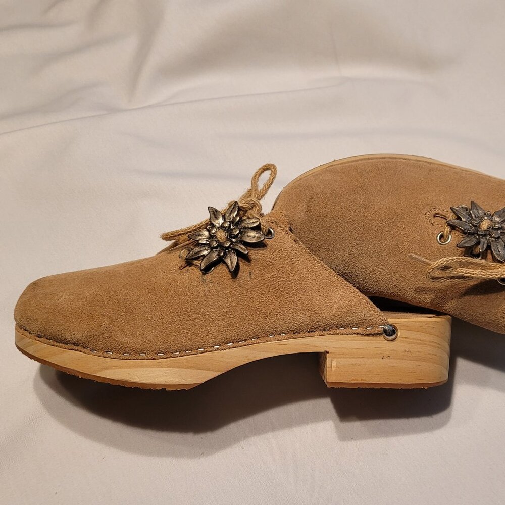 Landhaus C&A Naturally Tan Suede Clog Edelweiss Size US 8.5, EU 39 - Picture 4 of 9